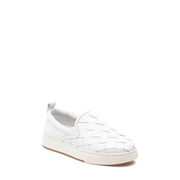 J/Slides Slip-On Sneaker Leather White Woven Casual Comfort Shoes - Picture 1 of 10